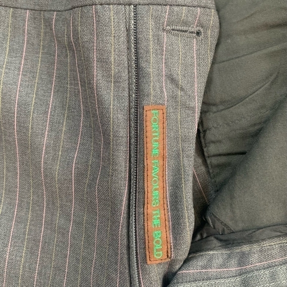 Men’s Dress Pants ETRO Milano Flat Front Tailored Fit Gray Striped Wool Pants - Picture 6 of 7